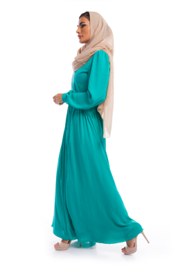 Plain Emerald Green Georgette Dress Gown - Modest Gown Dresses